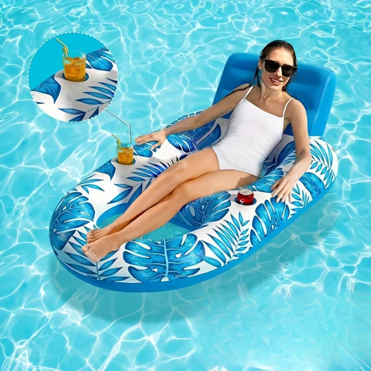 ™Simo | כיסא שיזוף מתנפח עם מחזיק כוס